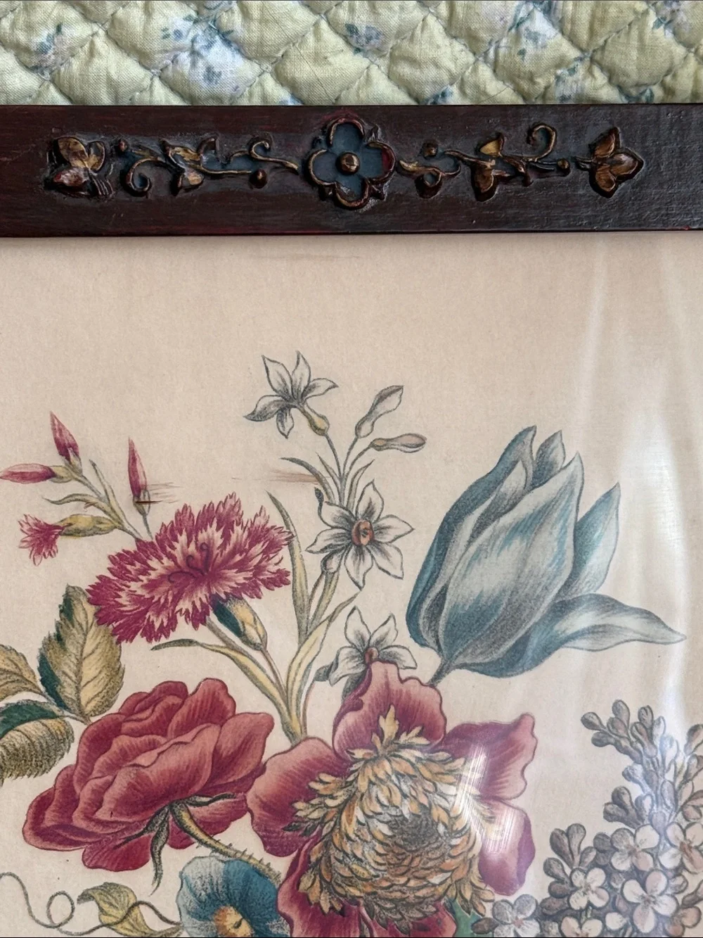 Vintage Frame with Lithograph Floral Designs by LF Roubillac #8 Cottage Decor